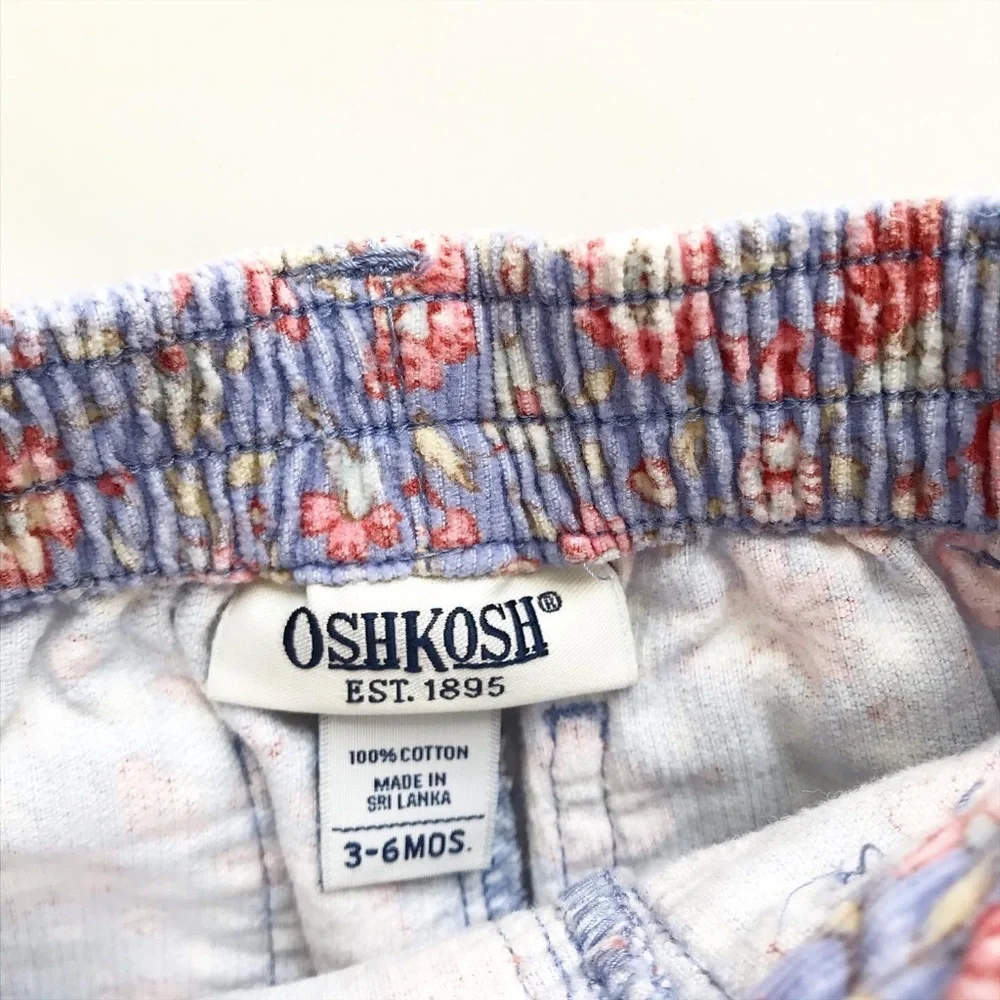 Oshkosh corduroy floral buffed pants  EUC 3-6m